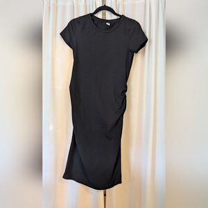 Old Navy Black Sheath Midi Dress Crew Neck Short Sleeve